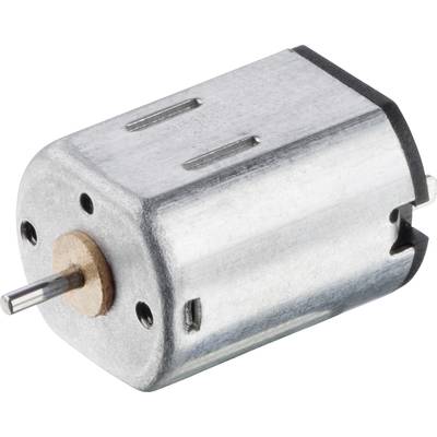 Malý valcovitý elektromotor z kovu s rotujúcou hriadeľou zobrazuje pohľad spredu.