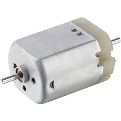 Malý jednosmerný elektromotor s kovovým krytom a dvoma osami, ktorý sa najčastejšie používa v mechanických aplikáciách v zariadeniach.