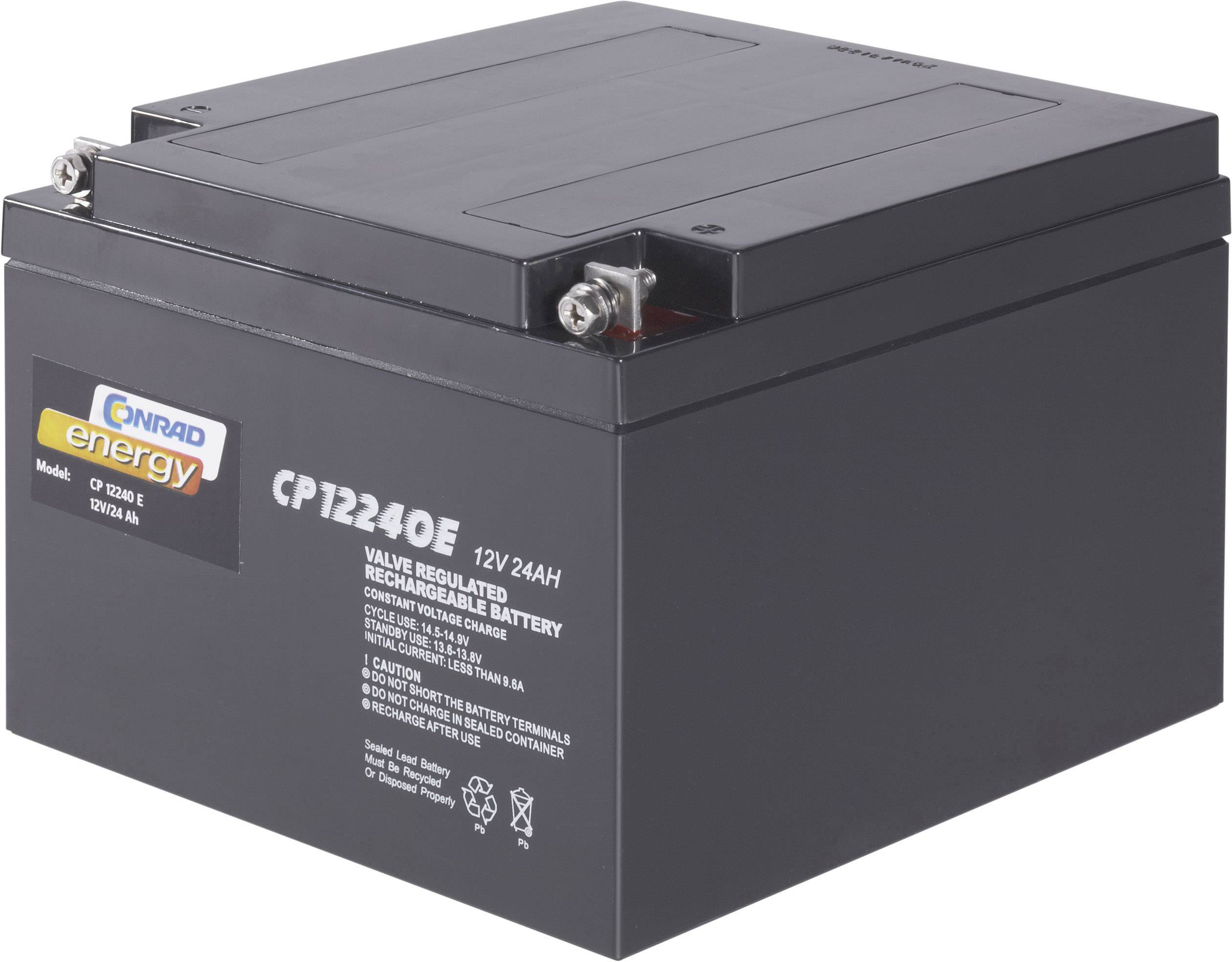 Conrad energy CE12V/24Ah 250226 olovený akumulátor 12 V 24 Ah olovený so skleneným rúnom (š x v x h) 175 x 125 x 167 mm skrutkované M5  bezúdržbová
