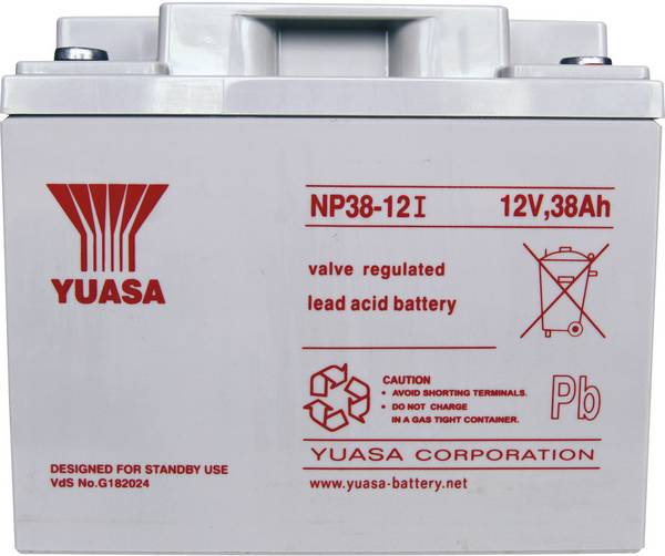 Yuasa NP38-12 NP38-12 olovený akumulátor 12 V 38 Ah olovený so skleneným rúnom (š x v x h) 197 x 170 x 165 mm skrutkované M5  bezúdržbová, VDS certifikácia