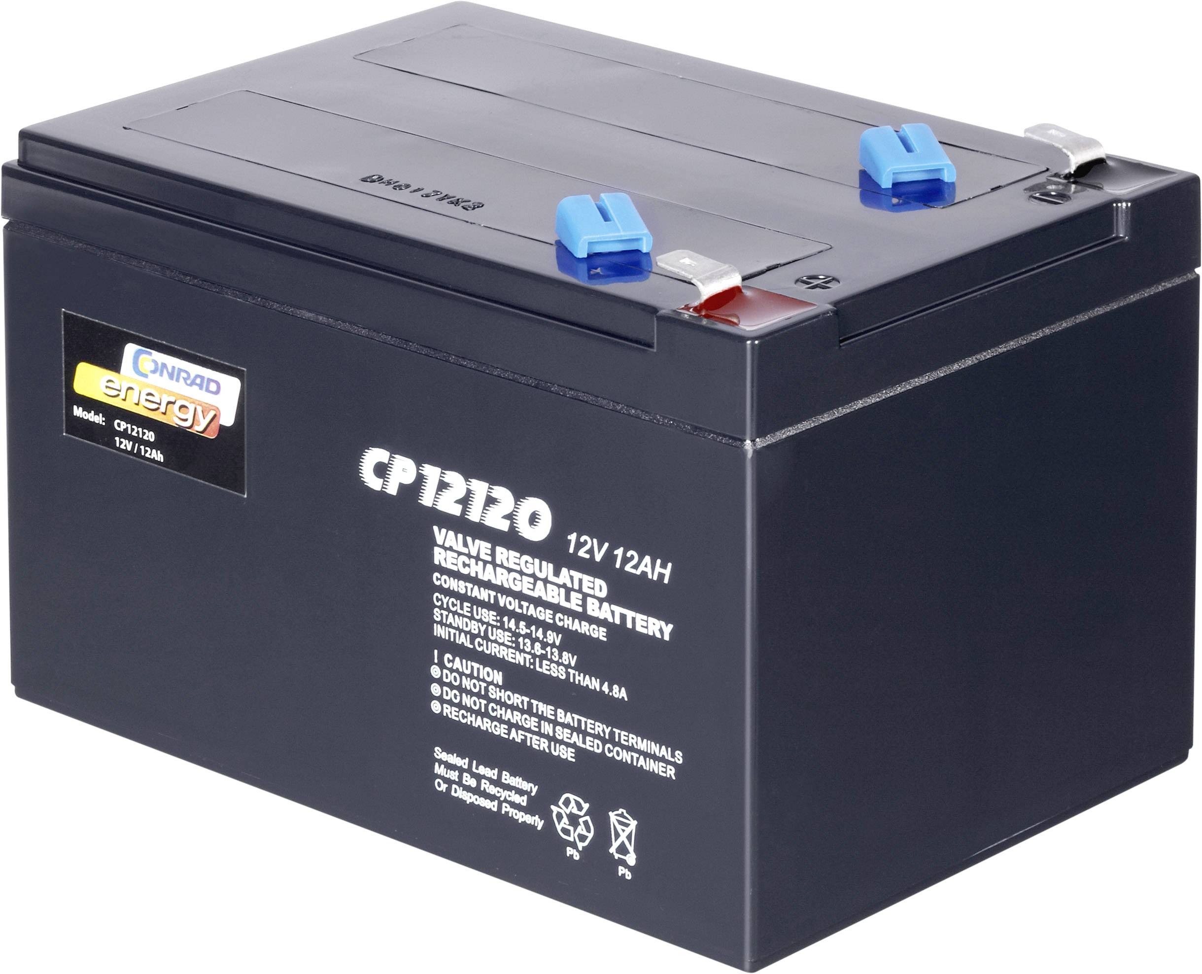 Conrad energy 12 V 12 Ah 250916 olovený akumulátor 12 V 12 Ah olovený so skleneným rúnom (š x v x h) 151 x 95 x 98 mm plochý konektor 6,35 mm  bezúdržbová