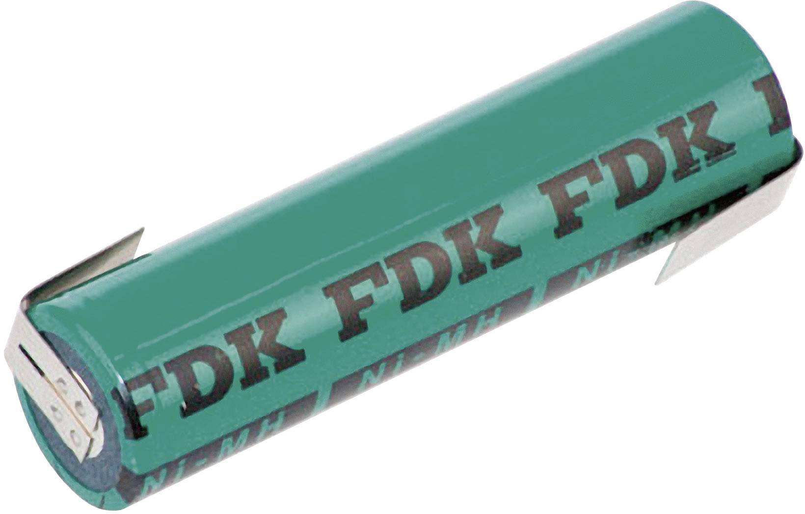 Zelená batéria s nápisom 'FDK', valcovitého tvaru, s kovovými kontaktmi na oboch stranách.