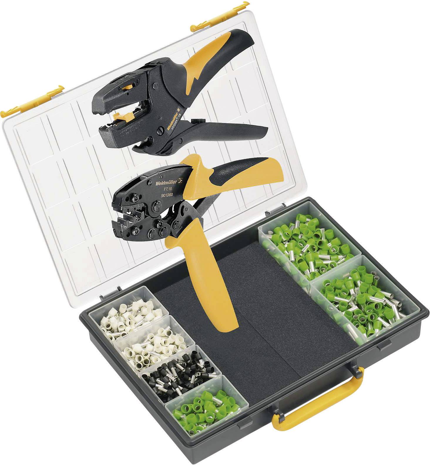 Kit pinza crimpatrice Boccola 60 fino a 16 mm² incl. Pinza spelacavi, incl. Assortimento crimpatura con valigetta Weidmüller CRIMP-SET PZ 16 902585000