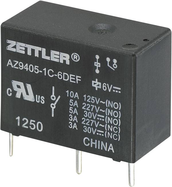 Zettler Electronics AZ9405-1C-24DEF, AZ9405-1C-24DEF relé do DPS, monostabilný, 1 cievka, 30 V/DC, 277 V/AC, 10 A, 1 ks