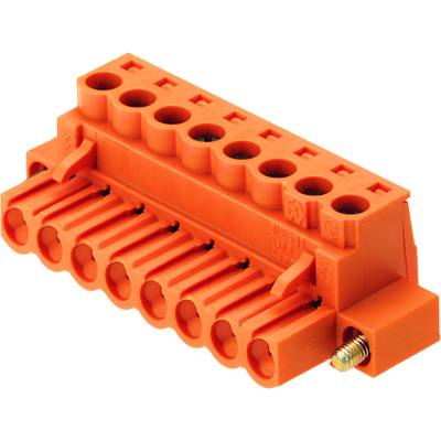 Oranžový viacpólový konektor so skrutkovým mechanizmom, vhodný pre elektrické zapojenia.