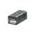 USB adaptér s plastovým krytom a konektorom USB-A, vhodný na pripojenie alebo predĺženie káblov v technických aplikáciách.
