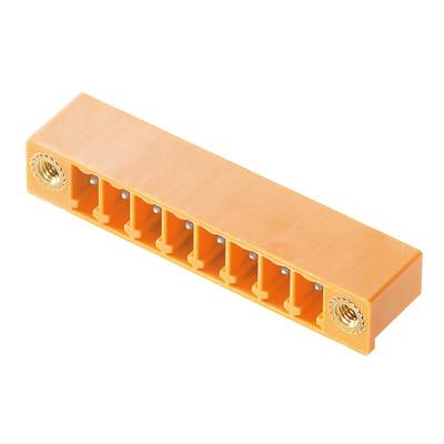Oranžový blok konektora s ôsmimi pripojovacími bodmi, vhodný pre elektrické alebo elektronické aplikácie.