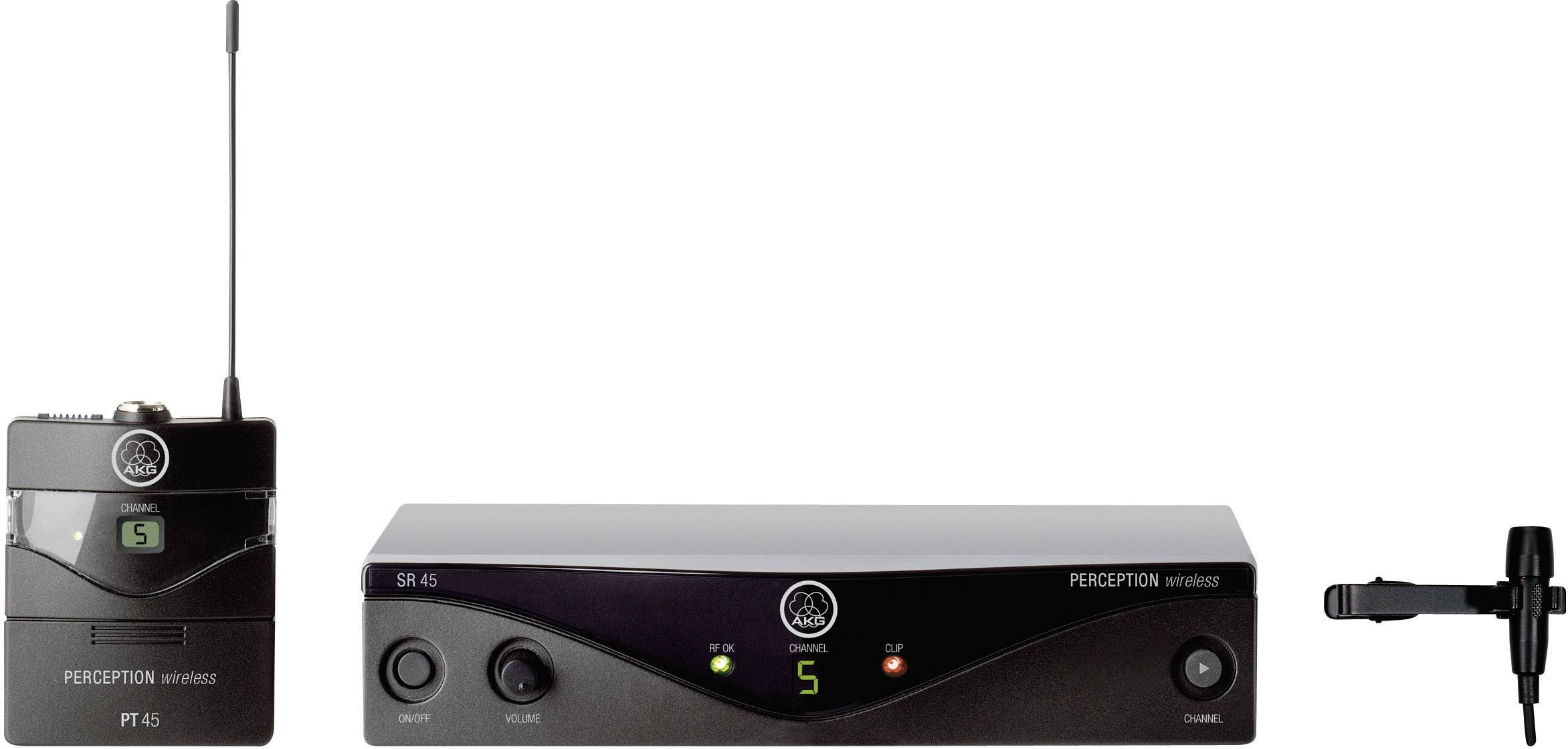 AKG PW45P a clip Lavalier Kit microfono senza fili Tipo di trasmissione (dettaglio):Senza fili (radio) Radio Senza fili (radio)