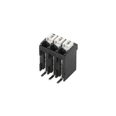 Čierny 3-pólový konektor s bielymi svorkami, vhodný pre elektronické obvody a prepojenia v zariadeniach.