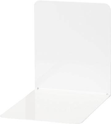 Transparentný akrylový stojan v tvare L, vhodný ako držiak pre tabule alebo informačné materiály na stoloch alebo recepcii.