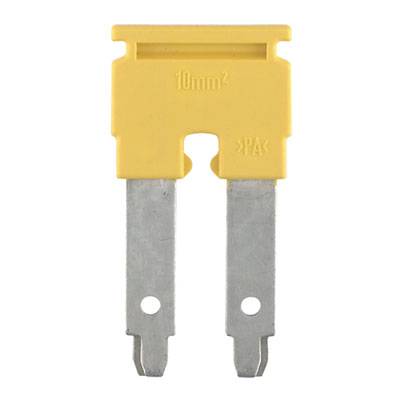 Žltá plochá poistka s dvoma kovovými kontaktmi, označená '10mm²'.