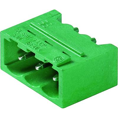 Zelený konektor s tromi kovovými kolíkmi, často používaný v elektronických zariadeniach na prepojenie vodičov.