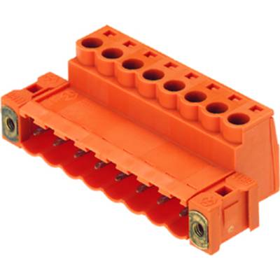 Oranžový konektor so siedmimi kontaktmi, vhodný pre elektrické prepojenia v technických aplikáciách.