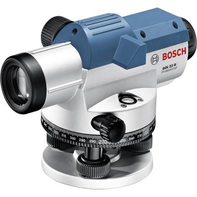 Optický nivelačný prístroj Bosch, model GOL 32 G, s lupou a otočným nastavovacím kolesom pre presné merania.