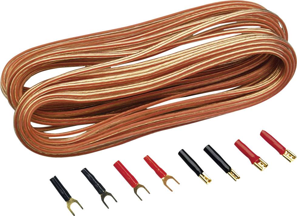 Sinuslive Kit cavi per altoparlanti HiFi per auto 2 x 0.75 mm² 10.00 m placcato oro, incl. spina