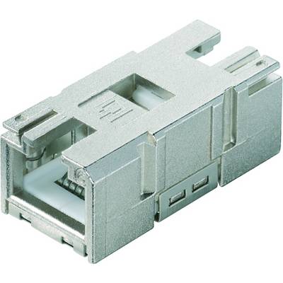 Kovový RJ45 zásuvkový konektor, pripájací modul sieťových káblov, vhodný pre priemyselné aplikácie.