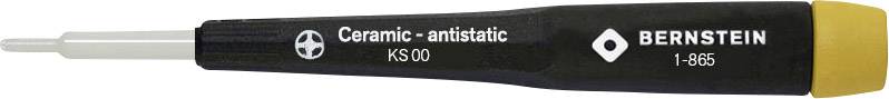 Čierno-žltý keramický antistatický skrutkovač s nápisom 'Ceramic - antistatic KS00' a 'BERNSTEIN 5-668'.