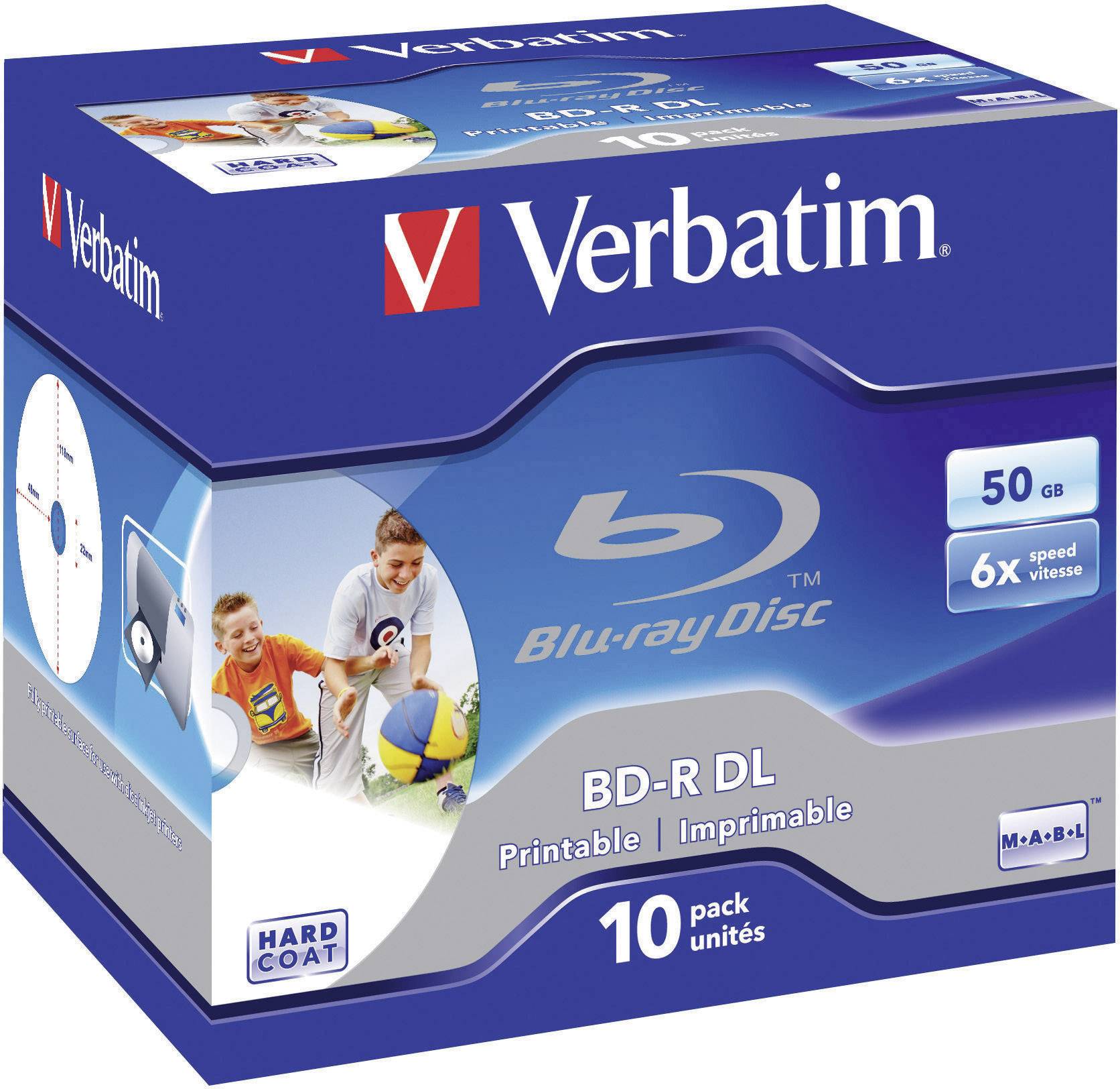Blu-ray BD-R DL vergine 50 GB Verbatim 43736 10 pz. Jewel case stampabile