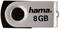 USB kľúč od Hama s 8 GB kapacitou úložiska, strieborné telo, čierny otočný kryt.