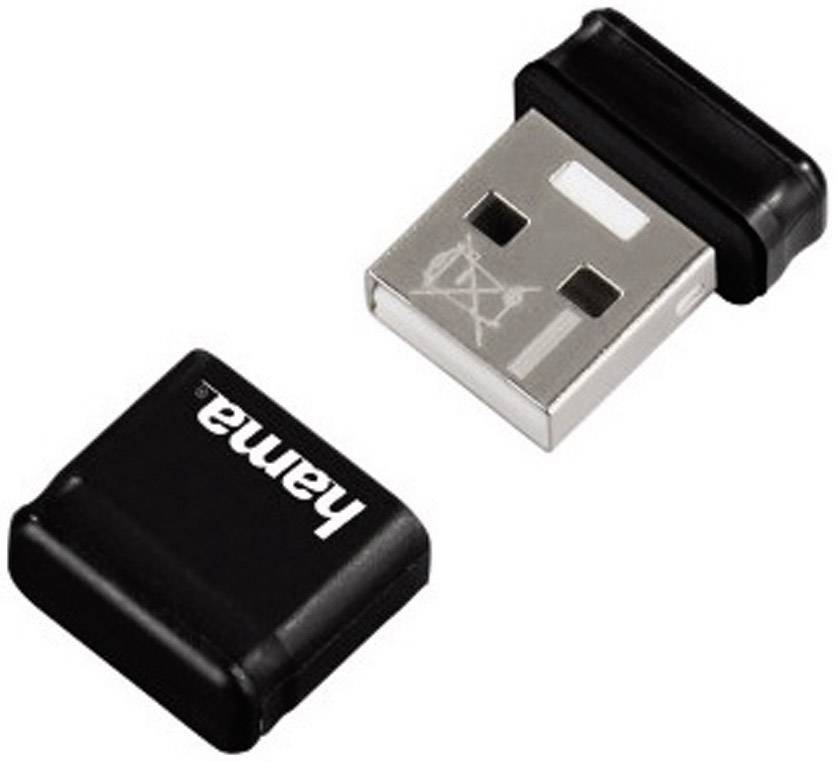 USB kľúč značky Hama so znímeným uzáverom, ktorý ukazuje koncovku USB. Ideálny na ukladanie alebo prenos dát.