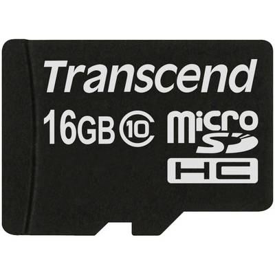 Čierna pamäťová karta Transcend microSD s kapacitou 16 GB, triedy rýchlosti 10.