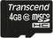 Čierna pamäťová karta Transcend 4GB MicroSDHC, trieda rýchlosti 10.