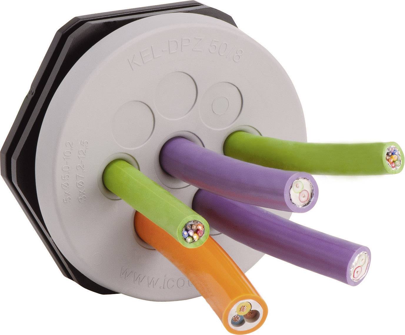 Icotek KEL-DPZ 50/10 Piastra passacavo Ø (max.) 22.2 mm Poliammide, Gomma Grigio 1 pz.