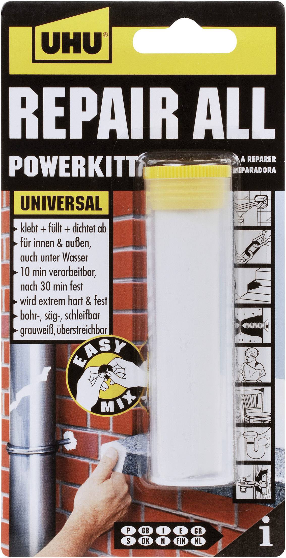 UHU, mastice adesivo powerkitt 49040 60 g