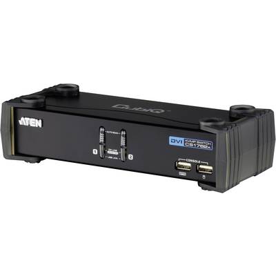 KVM prepínač od Aten, model CubiQ CS1762A, s DVI portom a dvomi USB portami.