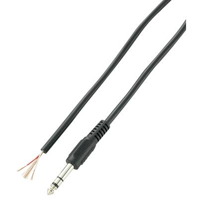 Čierny audio kábel s 3,5 mm stereo jack konektorom na jednej strane a voľnými koncami drôtov na strane druhej.