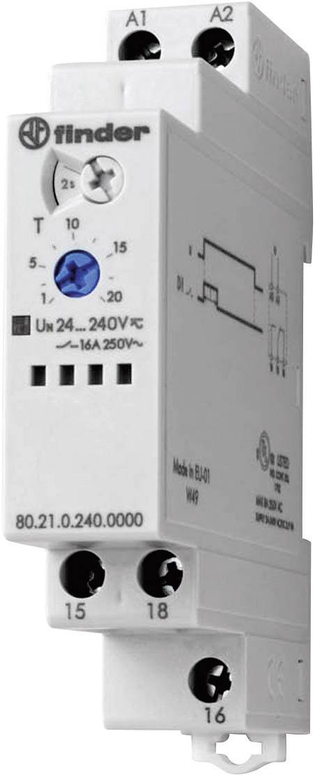 Finder 80.21.0.240.0000 80.21.0.240.0000 Relè temporizzato Monofunzionale 1 pz. Intervallo di tempo: 0.1 s - 20 h 1 scambio