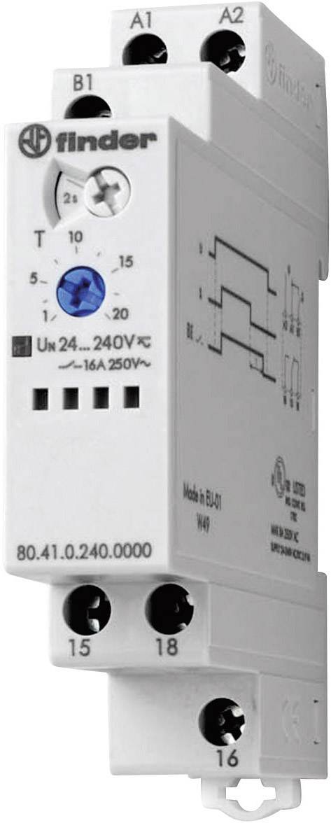 Finder 80.41.0.240.0000 80.41.0.240.0000 Relè temporizzato Monofunzionale 1 pz. Intervallo di tempo: 0.1 s - 20 h 1 scambio