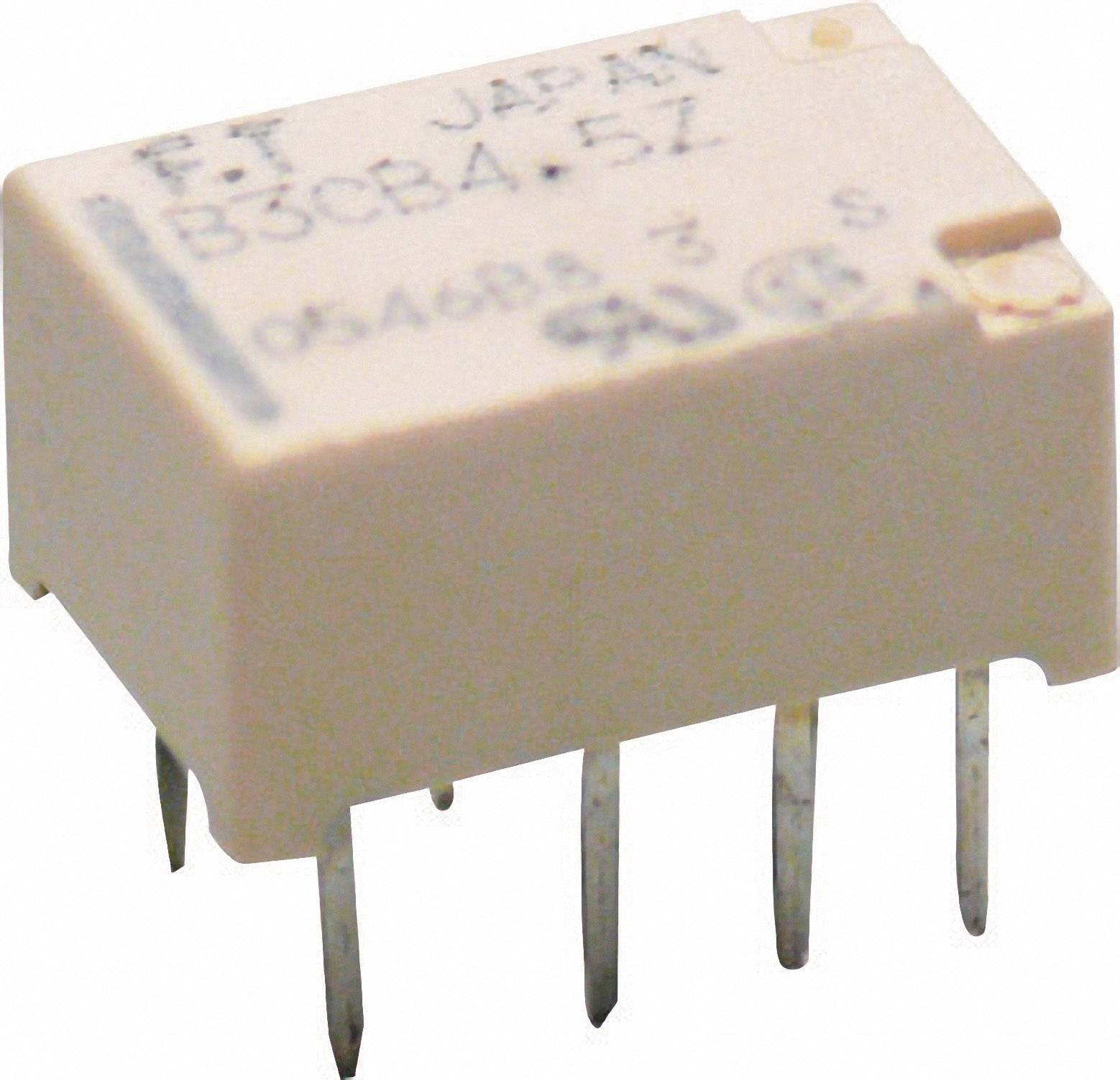Malá elektronická súčiastka so šiestimi kovovými pinmi. Nápis 'F T JAPAN B3CBA-57' a číselný rad '054693 3 S'.