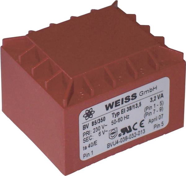 Weiss Elektrotechnik 85/350 transformátor do DPS 1 x 230 V 1 x 6 V/AC 3.20 VA 533 mA