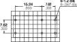Technický výkres zobrazuje obdĺžnikovú mriežku so špecifickými rozmermi: 15,24 mm x 7,62 mm. Pozície bodov sú vyznačené.