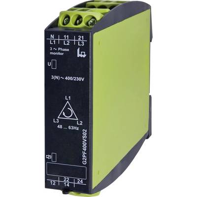 Jednofázové alebo trojfázové zariadenie na monitorovanie napätia, model G2PF-400VS02, vhodné pre 3(N)~ 400/230V, frekvencia 48...63Hz.
