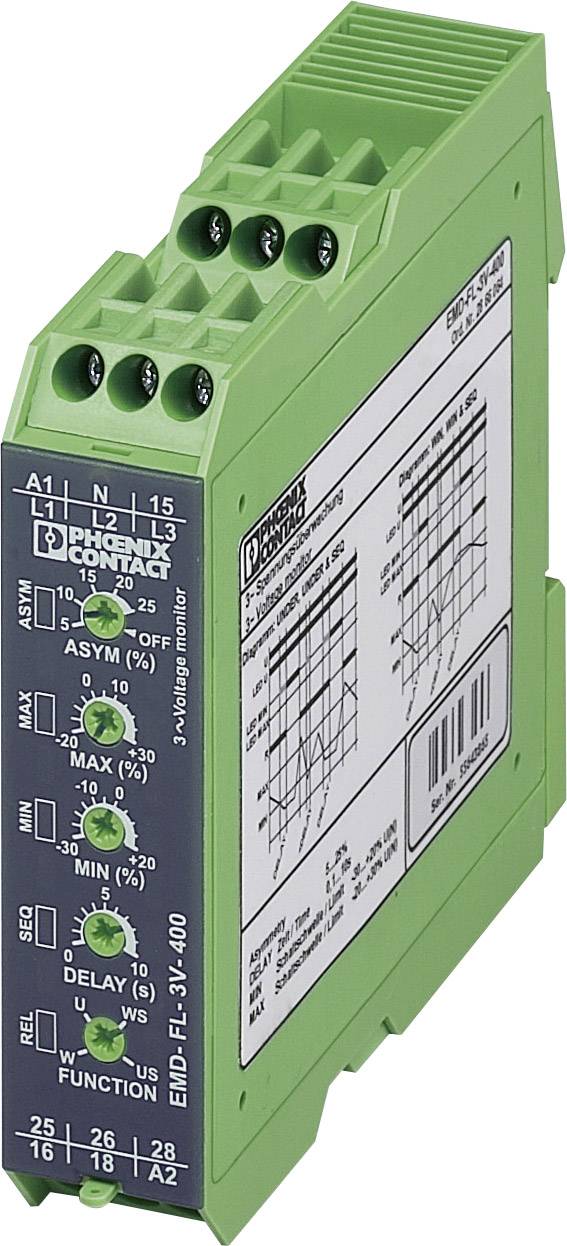 Zelené elektronické zariadenie s viacerými portami a ovládačmi, ktoré sa používa pre elektrické inštalácie.