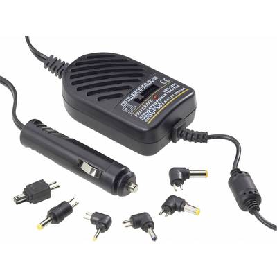 Čierna univerzálna napájacia jednotka s viacerými adaptérmi a autoneustálkou, vhodná pre rôzne elektronické zariadenia.