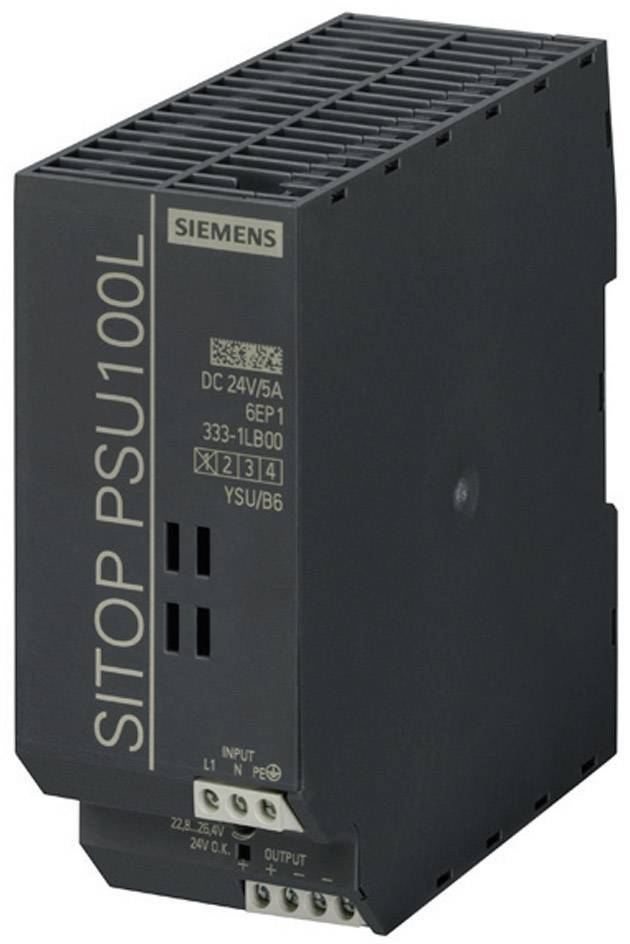 Siemens 6EP13331LB00 Alimentatore per guida DIN 24 V/DC 5 A 120 W Num. uscite:1 x Contenuto 1 pz.