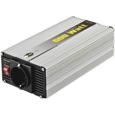 Strieborný menič napätia s nápisom '600 wattov'. Na prednej strane sú prepínače a ventilátor.