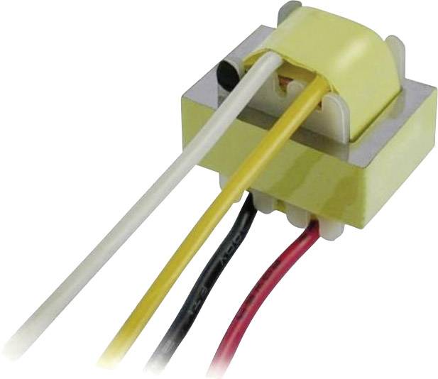 Žltý elektrický súčiastkový konektor so štyrmi káblami v farbách biela, žltá, čierna a červená, každý individuálne pripojený.