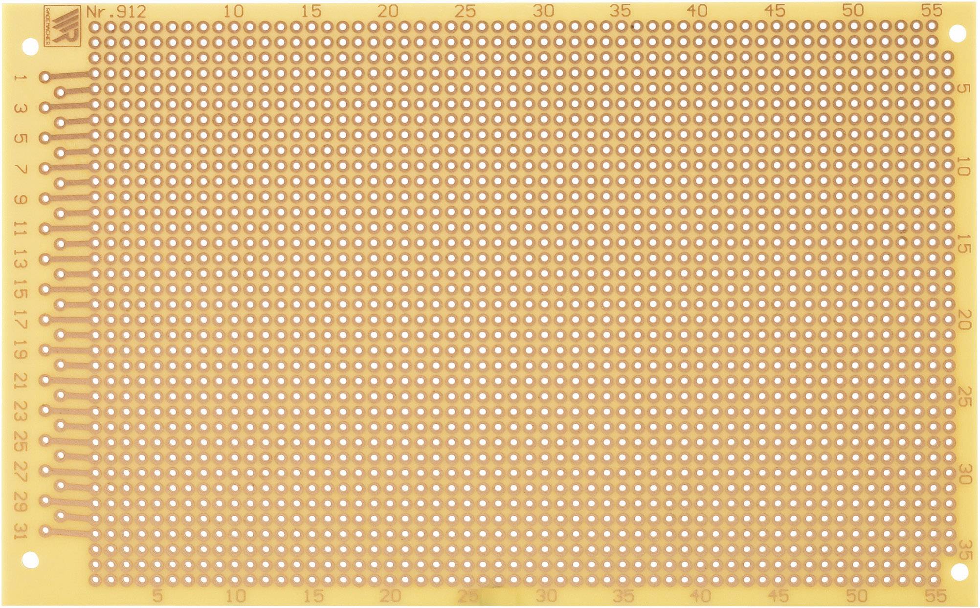 Rademacher WR-Typ 912 Printplade til eksperimenter Hårdt papir (L x B) 160 mm x 100 mm 35 µm Rastermål 2.54 mm Indhold 1 stk