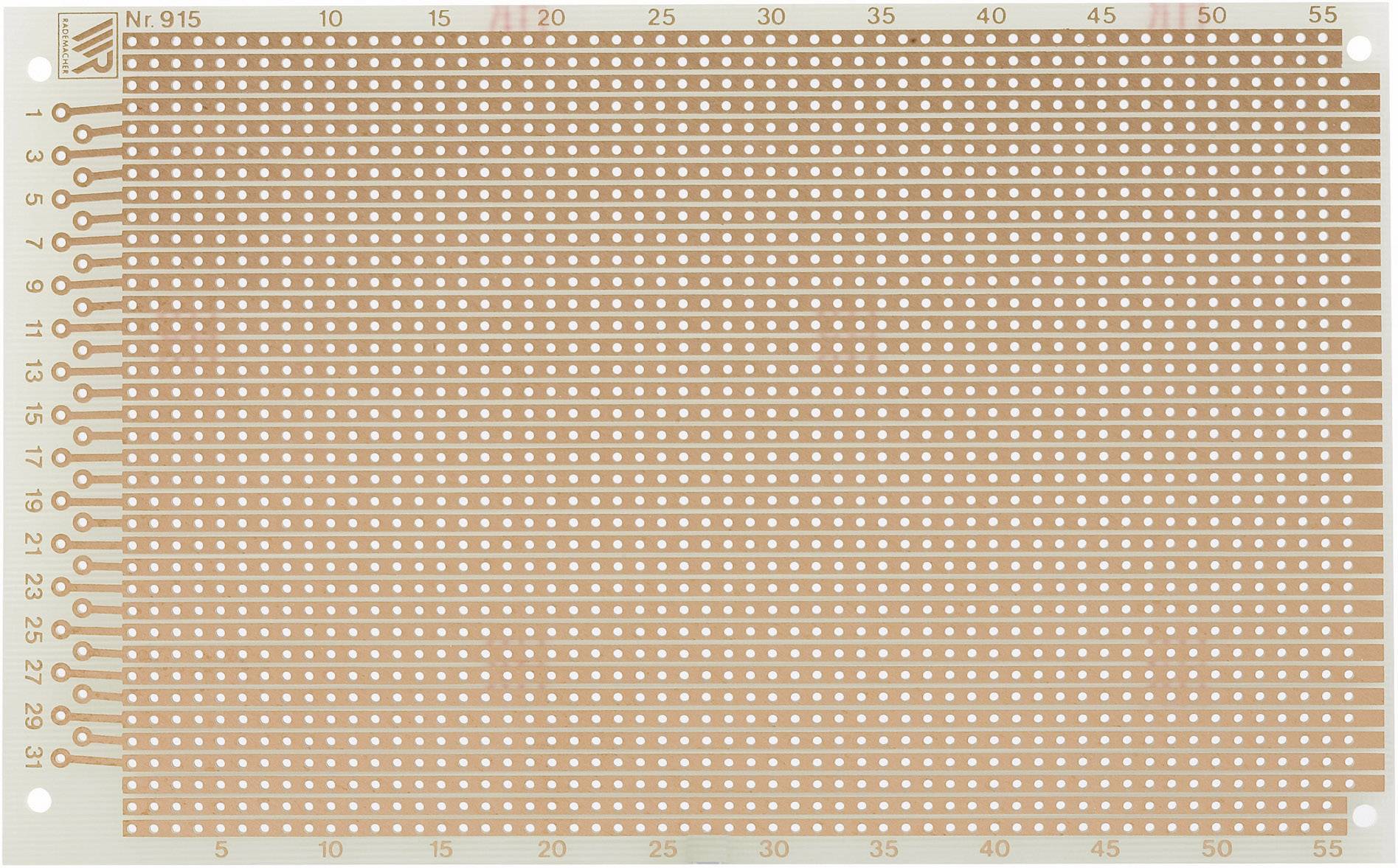 Rademacher WR-Typ 915 Printplade til eksperimenter Epoxyd (L x B) 160 mm x 100 mm 35 µm Rastermål 2.54 mm Indhold 1 stk