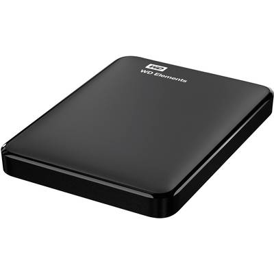 Externý pevný disk od WD, čierny, v obdĺžnikovom formáte.