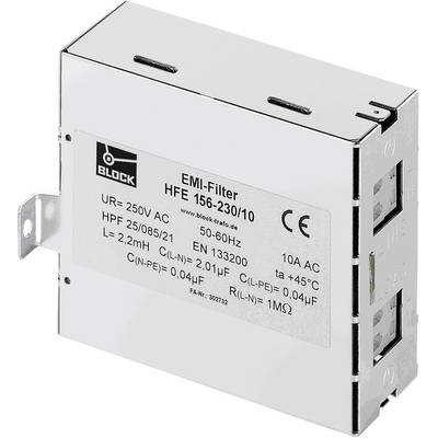 Block HFE 156-230/16, HFE 156-230/16 bezdrôtový odrušovací filter, 250 V/AC, 16 A