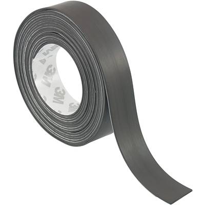 Čierna magnetická páska so viditeľnou lepiacou stranou.