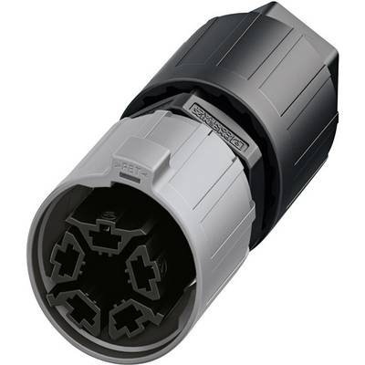 Sivý a čierny 7-kolíkový konektor pre elektronické pripojenia pred bielym pozadím.