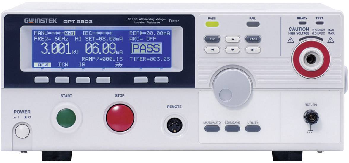 GW Instek GPT-9803 Misuratore di isolamento, Tester tensione di isolamento 100 V, 250 V, 500 V, 1000 V 9500 MΩ