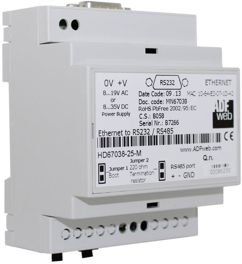 Wachendorff HD6703825M HD6703825M Convertitore Ethernet RS-232, RS-485, Ethernet 24 V/DC 1 pz.