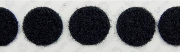 VELCRO® E20101933011425 okrúhle suché zipsy, lepiaci, flaušová časť, (Ø) 19 mm, čierna, 1120 ks